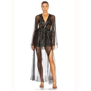 NWT DUNDAS Black Metallic Flowing Kaftan
